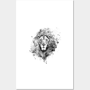 Ornamental watercolored Lion Monochrome Posters and Art